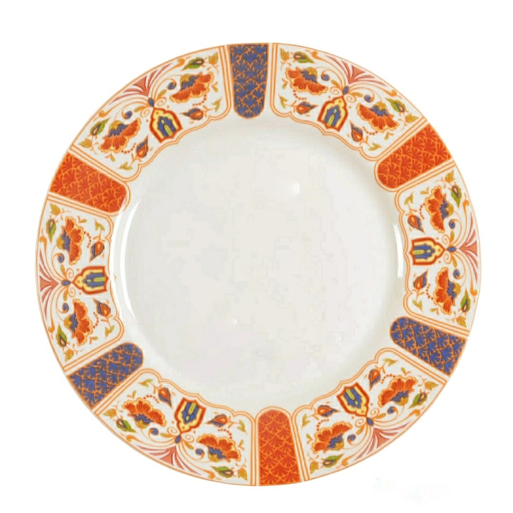 Imari by Queens Cinnabar & Orange Dinner Plate ~LN